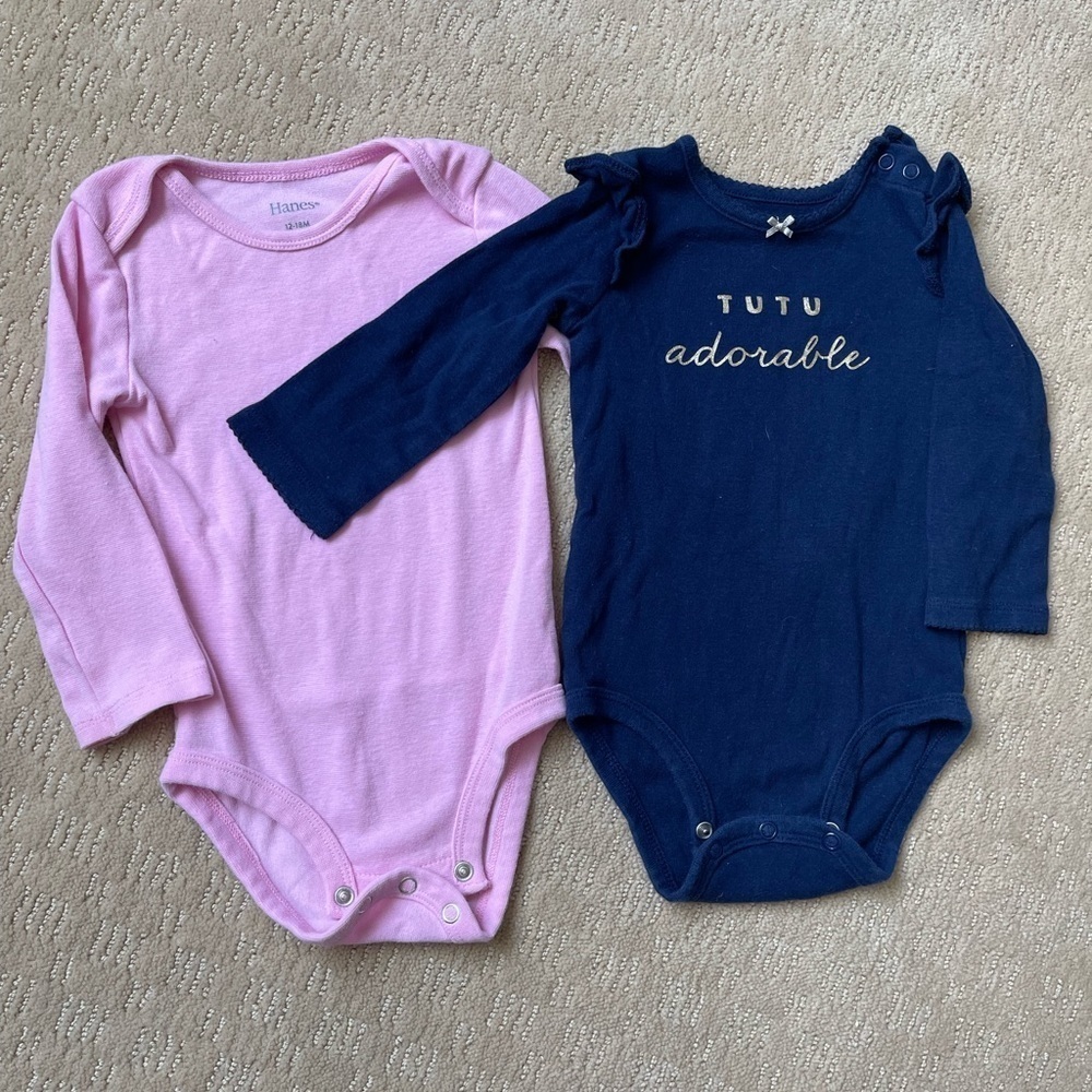 Baby Girl long sleeve onesie Bundle 💖💙 cotton 18 months